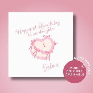 Kuchen Karte zum 1.er Geburtstag für Tochter Schwester Enkelin Nichte Mädchen, Kuchen Karte Vintage, Kuchen Karte Vintage, Vintage 1.Geburtstag