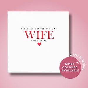 Tarjeta de aniversario personalizada, tarjeta de primer aniversario para mi esposa, tarjeta de aniversario para la esposa, nuestro primer aniversario, tarjeta para la esposa, para ella