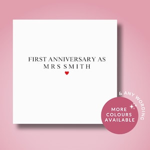 Tarjeta de nuestro primer aniversario de 2025, tarjeta de primer aniversario como señora, tarjeta de primer aniversario de casados, para mi esposa, tarjeta de aniversario para esposa