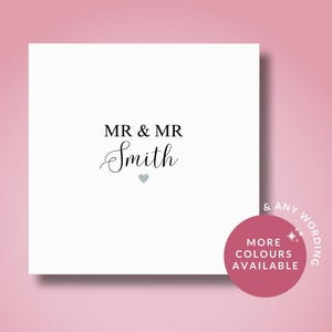 Carte de mariage personnalisée// Félicitations le jour de votre mariage, aux mariés, carte de M. et M., jeunes mariés, carte de mariage personnalisée