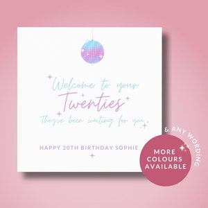 Gepersonaliseerde 20e verjaardagskaart voor haar meisje bestie beste vriend zus vriendin tante neef, 20e verjaardagskaart, 20e verjaardagscadeau