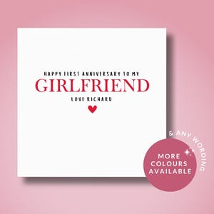 Tarjeta de aniversario personalizada, tarjeta de primer aniversario para mi novia, tarjeta de aniversario de novia, nuestro primer aniversario, tarjeta de novia