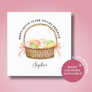 Tarjeta de Feliz Pascua // Tarjeta de Pascua personalizada para su hija, hermana, nieta, sobrina, niña, tarjeta de huevos de Pascua, regalo de canasta de Pascua