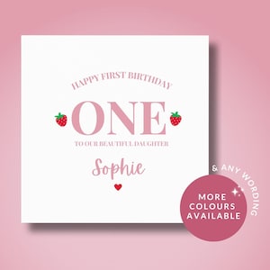 Berry 1st First Birthday Card for her fille soeur petite-fille nièce fille, doux petits fruits, carte 1er anniversaire fraise, spécial petits fruits
