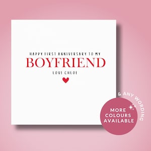Tarjeta de aniversario personalizada, tarjeta de primer aniversario para mi novio, tarjeta de aniversario de novio, nuestro primer aniversario, tarjeta de novio