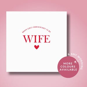 Tarjeta de aniversario, Tarjeta de primer aniversario para mi esposa, Tarjeta de aniversario de la esposa, Nuestro primer aniversario, Tarjeta de la esposa, Para ella