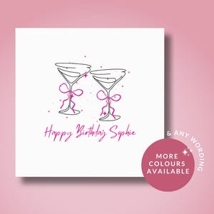 Biglietto di compleanno personalizzato per la migliore amica della tua ragazza, sorella, mamma, figlia, biglietto di compleanno per la migliore amica, biglietto con cocktail, biglietto con bicchiere da Martini