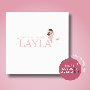 Cartão de aniversário de fada personalizado, cartão de primeiro aniversário de fada para sua filha, irmã, neta, sobrinha, menina, cartão de princesa fada