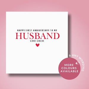Tarjeta de aniversario personalizada, tarjeta de primer aniversario para mi esposo, tarjeta de aniversario para mi esposo, nuestro primer aniversario, tarjeta para mi esposo, para él