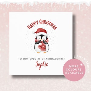 Gepersonaliseerde pinguïnkerstkaart voor haar dochter zus kleindochter nichtje meisje, kleindochter kerstkaart, baby's eerste kerst