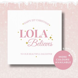 Biglietto di auguri di Natale personalizzato per la figlia, la sorella, la nipote, la nipote, il primo biglietto di auguri di Natale del bambino, biglietto Believes