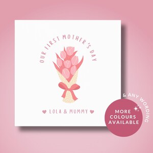 Première carte personnalisée pour la fête des mères, nouvelle carte maman pour la fête des mères, première fête des mères de maman, carte bouquet de fleurs, carte tulipes