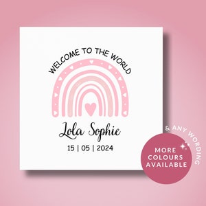 Tarjeta personalizada para recién nacida // Tarjeta rosa para niña, Recién nacida, Bienvenida al mundo, Niña recién nacida, Es una niña, Tarjeta para nuevos padres