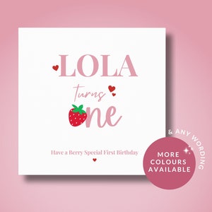 Carte de 1er anniversaire de baies pour sa fille, soeur, petite-fille, nièce, carte de 1er anniversaire aux fraises, douces baies
