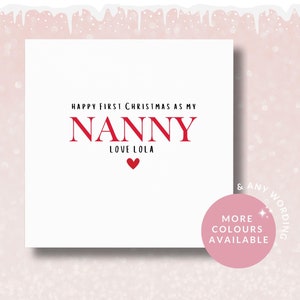 Cadeau personnalisé Premier Noël en tant que nounou, nouvelle carte de Noël pour nounou, premier Noël de nounou, premier Noël en cadeau pour ma nounou