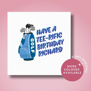 Carte d'anniversaire de golf personnalisée pour lui papa grand-père petit-fils frère mari, carte pour fan de golf, carte de joyeux anniversaire tee-rific pour lui