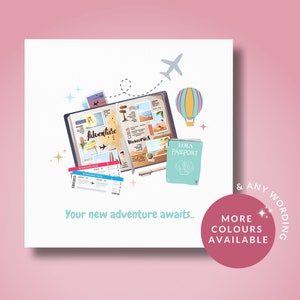 Your New Adventure Awaits Card // Travelling card, Bon voyage card, Happy travelling, Gap year, Safe travels card, Friend travel card