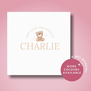 Beary 1st First Birthday Card pour lui, son fils, sa fille, son petit-fils et sa petite-fille, premier anniversaire Beary personnalisé, carte ours en peluche