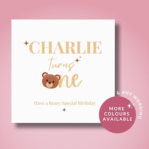 1er premier anniversaire personnalisé pour lui, fils, frère, petit-fils, neveu, premier anniversaire de Beary, carte d'ours en peluche, fête d'ours en peluche