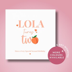 2nd Second Birthday Card pêche pour sa fille, soeur, petite-fille nièce fille, anniversaire pêche, carte 2ème anniversaire pêche, carte jeu de mots aux fruits