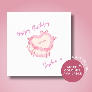 Carte d'anniversaire personnalisée pour fille bestie meilleure amie soeur maman fille, carte d'anniversaire Bestie, carte de gâteau coeur, carte de gâteau rétro vintage
