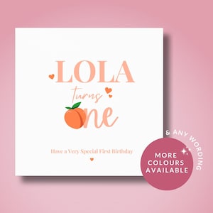 Pfirsich 1. Geburtstagskarte für ihre Tochter Schwester Enkelin Nichte Mädchen, Peach Geburtstag Pfirsich 1. Geburtstagskarte, Obst Wortspiel Karte