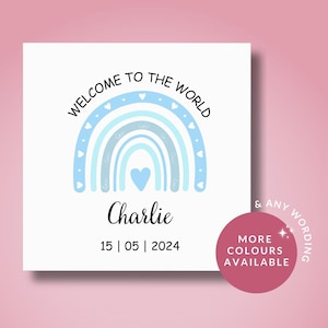 Gepersonaliseerde kaart nieuwe babyjongen//blauwe kaart babyjongen, nieuwe babyjongen, welkom in de wereld, cadeau pasgeboren jongen, it's a boy, kaart nieuwe ouders