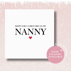 Carte Premier Noël pour nounou, Nouvelle carte de Noël pour nounou, Premier Noël pour nounou, Cadeau de Noël pour nounou, Cadeaux Premier Noël pour ma nounou