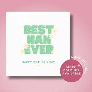 Tarjeta del Día de la Madre // La mejor abuela del mundo, Feliz Día de la Madre, Tarjeta para la abuela niñera, Tarjeta del Día de la Madre para la abuela niñera, Tarjeta con flores para el Día de la Madre