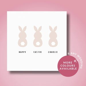 Cartão de Feliz Páscoa // Cartão de Páscoa personalizado para ela, ele, filha, filho, neta, neto, menina, menino, cartão de coelho da Páscoa