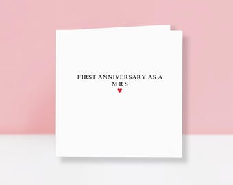Personalised 1st Anniversary Card, Mr & Mrs. Modern Minimalist