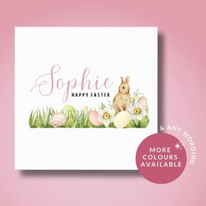 Carte de Joyeuses Pâques // Carte de Pâques personnalisée pour elle lui fille fils petite-fille petit-fils fille garçon, carte de lapin de Pâques, carte de lapin