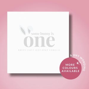 Cartão de aniversário de 1º aniversário de coelho para ele, filho, irmão, neto, sobrinho, menino, Um cartão de aniversário, Alguns coelhos fazem um ano, Aniversário de coelho