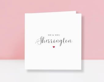Personalised Mr & Mrs Wedding Card – Congratulations Mr and Mrs - Bride and Groom Card - Happy Couple Card