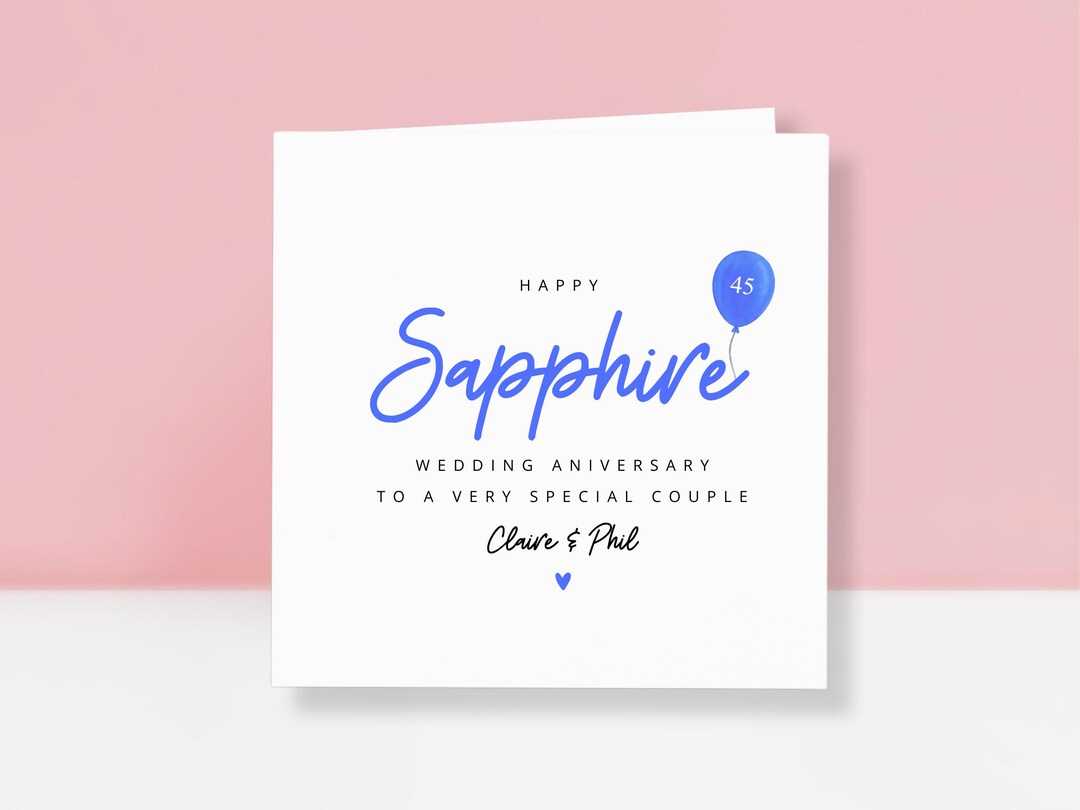 Personalised Sapphire 45th Wedding Anniversary Card - Sapphire ...