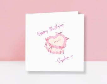 Tarjeta de cumpleaños personalizada para tu mejor amiga - Diseño de pastel