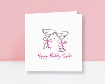 Birthday Card for Her - Personalised Birthday Card - Cocktails Card - Birthday Card for Friend, Mum, Sister - Birthday Card for Women