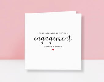 Custom Name Engagement Card - Couple Engagement - Personalised Congratulations on Your Engagement Keepsake
