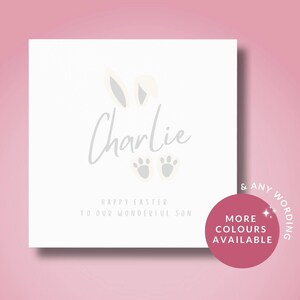 Carte de Joyeuses Pâques // Carte de Pâques personnalisée pour lui, fils, frère, petit-fils, neveu, carte de lapin de Pâques, carte d'oreilles de lapin