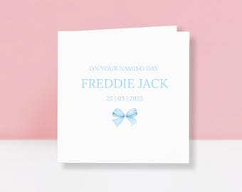 Carte de fête personnalisée pour garçons - carte de cérémonie de baptême bébé garçon - le jour de votre baptême - carte de célébration de prénom