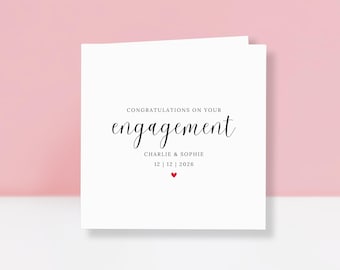 Engagement Card Custom Name, Date - Couple Engagement - Personalised Mr & Mrs Card - Special Date Card