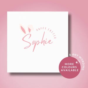 Frohe Ostern Karte // Personalisierte Osterkarte für ihre Tochter Schwester Enkelin Nichte Mädchen, Osterhase Karte, Hase Kaninchen Ohren Karte