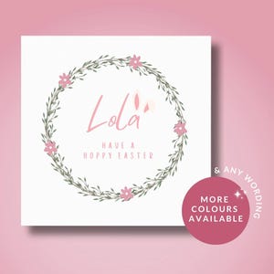 Carte de Joyeuses Pâques//Carte de Pâques personnalisée pour sa fille, soeur, petite-fille nièce, carte de couronne de Pâques, cadeau de panier de Pâques