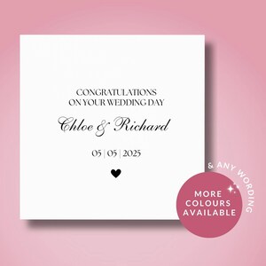 Carte de mariage personnalisée// Félicitations le jour de votre mariage, aux mariés, carte de M. et Mme, jeunes mariés, carte de mariage avec date personnalisée