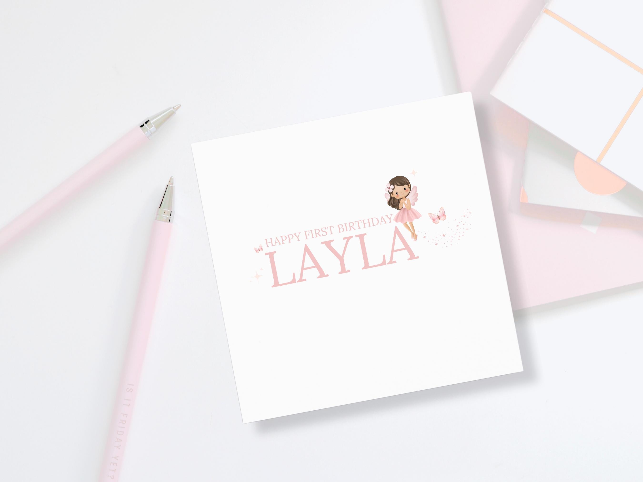 Fairy First Birthday Card - Baby Girl 1st Birthday - First Birthday ...