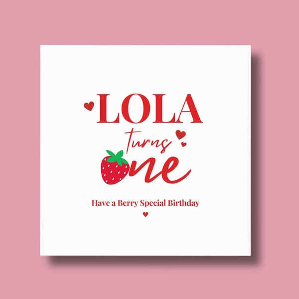 Berry Sweet First Birthday Card | Personalised Card for Daughter | Sweet One Card | Strawberry Theme Party
