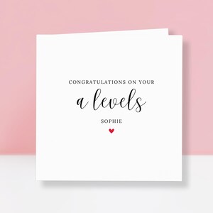 Personalised A Level Results Card - Congratulations Exam Success
