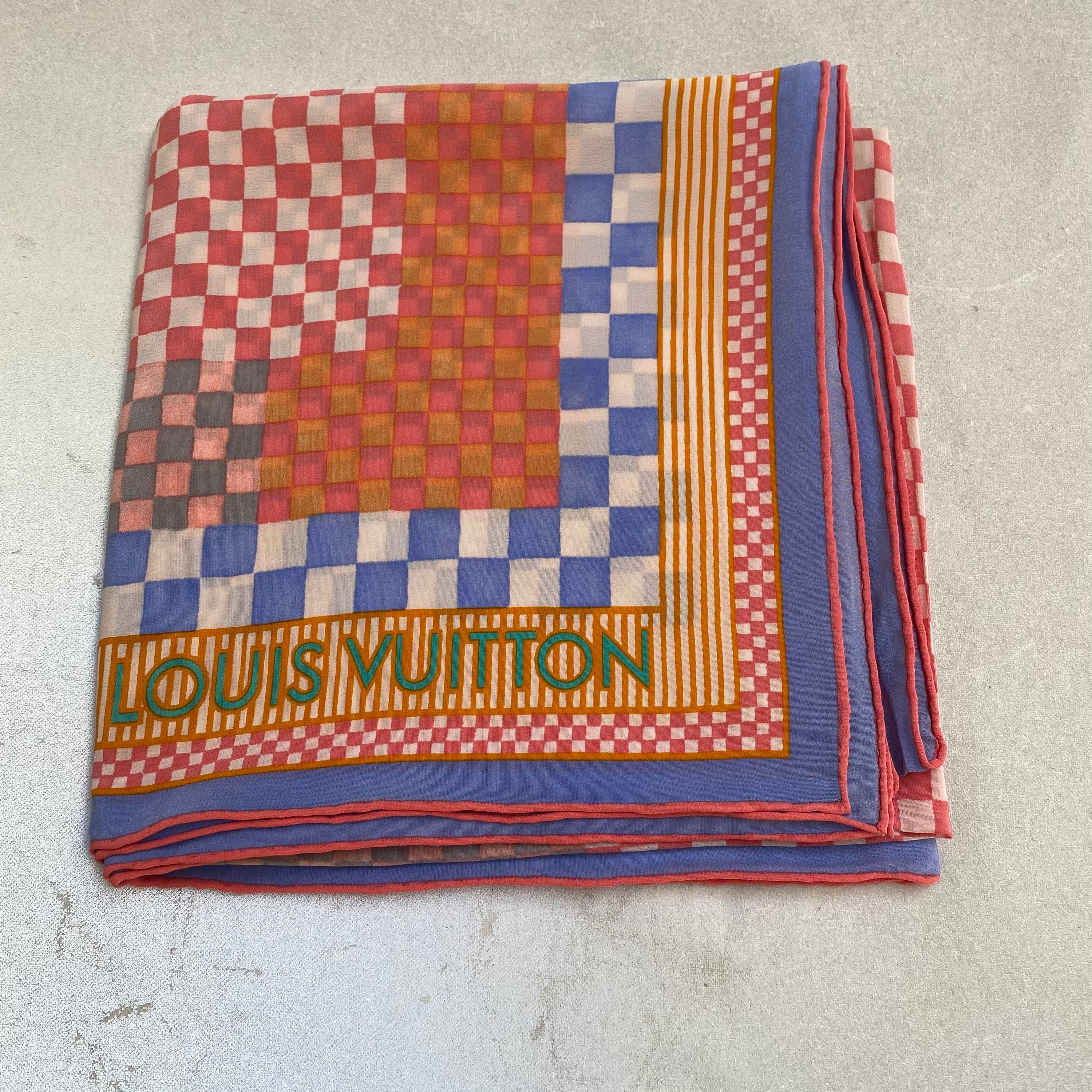 Vintage LOUIS VUITTON PARIS Sheer Silk Scarf / Made in Italy / 