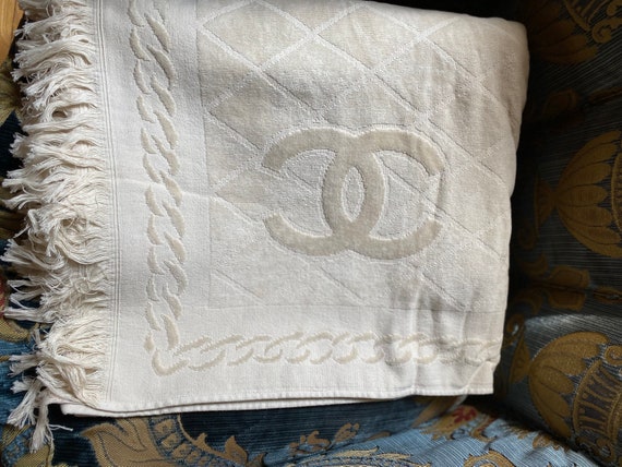 Authentic Chanel Beach Towel Logo Beach Towel 