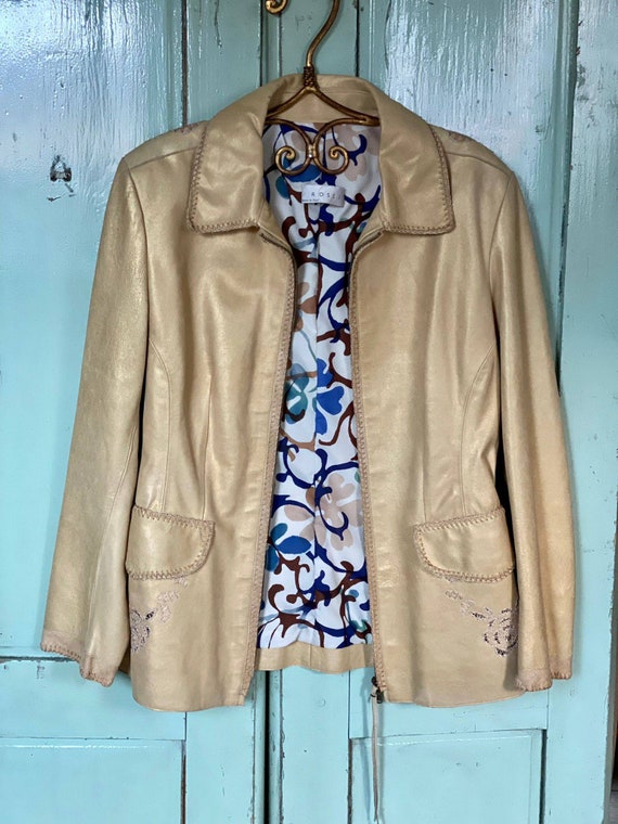 Gold leather jacket, Made in Italy Leather jacket, Go… - Gem